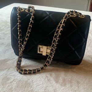 Aldo Black Quilted Crossbody Bag with Gold Chain